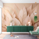 Large Beige Feathers 3D Wall Mural Wallpaper