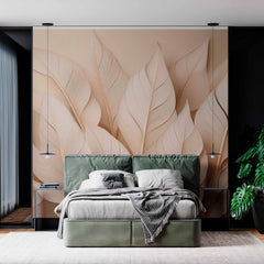 Custom Large Beige Feathers 3D Wall Mural Wallpaper