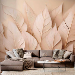 Custom Large Beige Feathers 3D Wall Mural Wallpaper