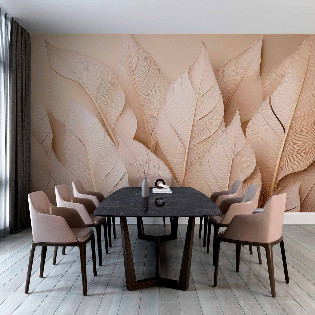 Custom Large Beige Feathers 3D Wall Mural Wallpaper