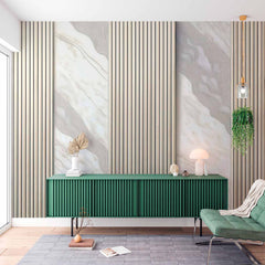 Custom Sophisticated Marble with Vertical Lines Wallpaper