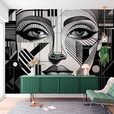 Monochrome Cubist Portrait Wallpaper