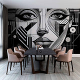 Monochrome Cubist Portrait Wallpaper