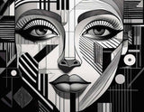 Monochrome Cubist Portrait Wallpaper