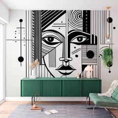 Custom Contemporary Line Drawing Wallpaper