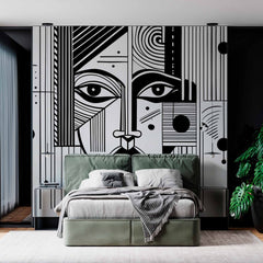 Custom Contemporary Line Drawing Wallpaper