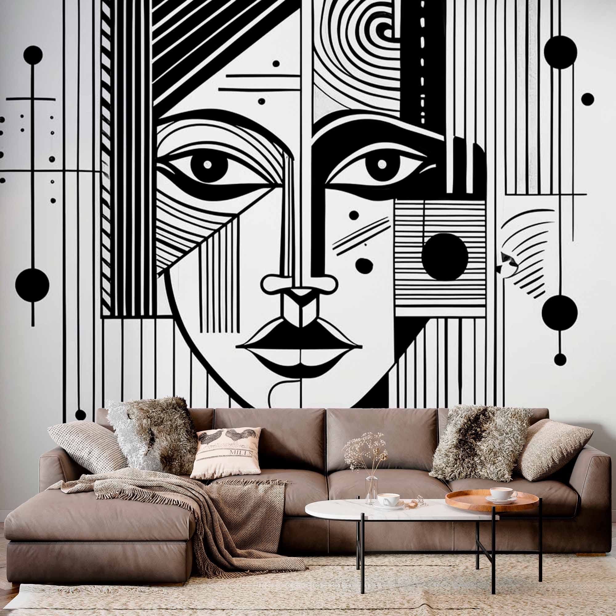 Contemporary Line Drawing Wallpaper