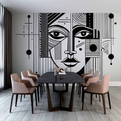 Custom Contemporary Line Drawing Wallpaper