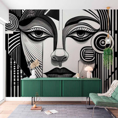 Custom Intricate Geometric Face Art Wallpaper