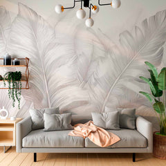 Custom Banana Leaves Tropical Wall Mural Light Wallpaper