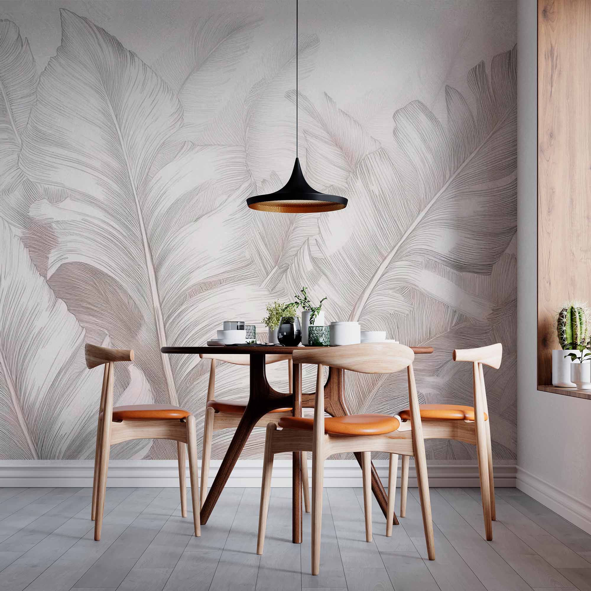 Banana Leaves Tropical Wall Mural Light Wallpaper