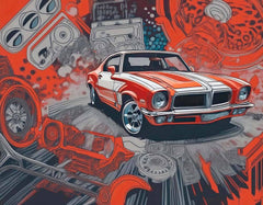 Custom Retro Muscle Car Artwork Wallpaper