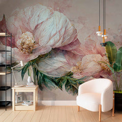 Custom Vintage Peony Art Wallpaper