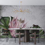 Protea Art Wall Mural Concrete Blackground Botanical Wallpaper