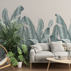 Custom Banana Leaf Wallpaper Mural Exotic Leaves in Light Green Color