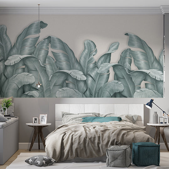 Banana Leaf Wallpaper Mural Exotic Leaves in Light Green Color