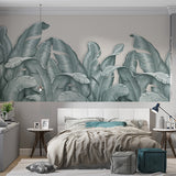 Banana Leaf Wallpaper Mural Exotic Leaves in Light Green Color