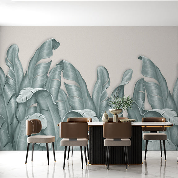 Banana Leaf Wallpaper Mural Exotic Leaves in Light Green Color