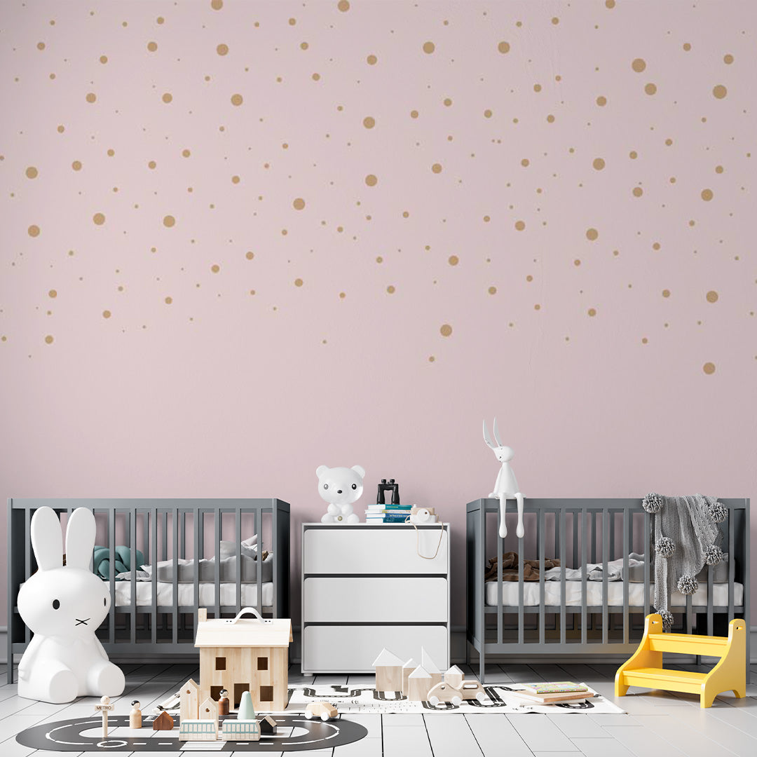 Kids Wall Mural Minimal Design Dots Pink Wallpaper for Girl