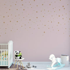 Custom Kids Wall Mural Minimal Design Dots Pink Wallpaper for Girl