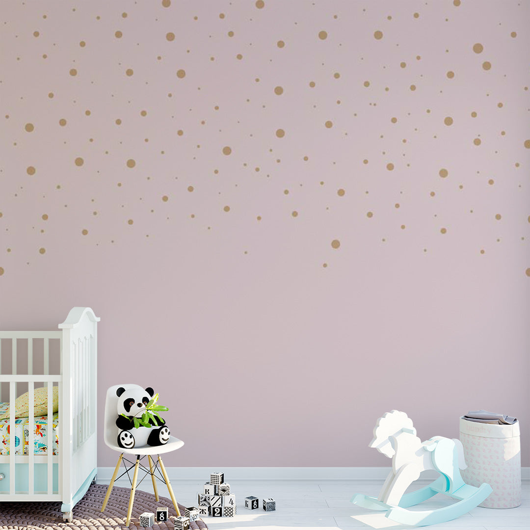 Kids Wall Mural Minimal Design Dots Pink Wallpaper for Girl