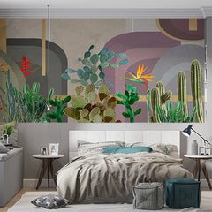 Custom Cactus Fantasy Wall Mural Abstract Art Desert Wallpaper