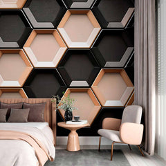 Custom Modern Hexagon Pattern Wallpaper Mural