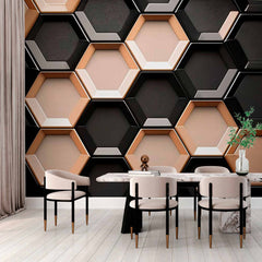 Custom Modern Hexagon Pattern Wallpaper Mural