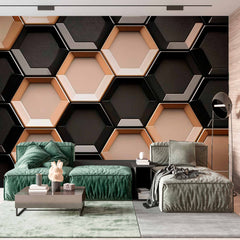 Custom Modern Hexagon Pattern Wallpaper Mural