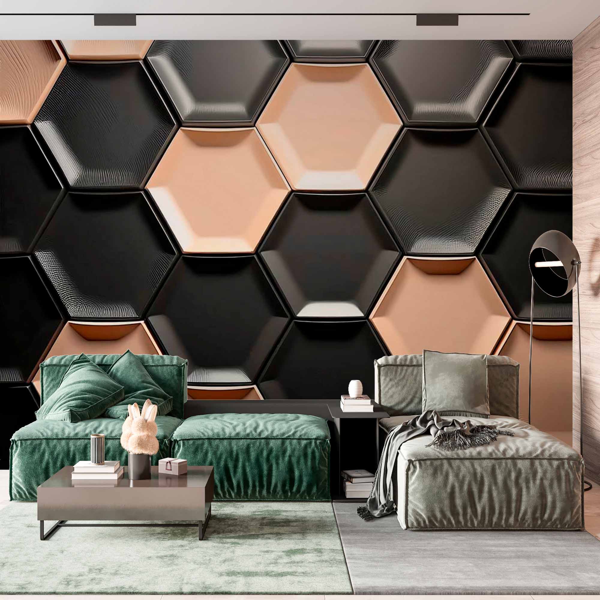 Sleek Metallic Hexagonal Wall Art Wallpaper Mural