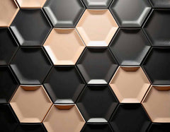 Custom Sleek Metallic Hexagonal Wall Art Wallpaper Mural