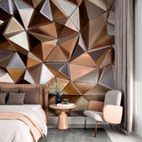 Gold 3D Geometric Texture Wallpaper Mural