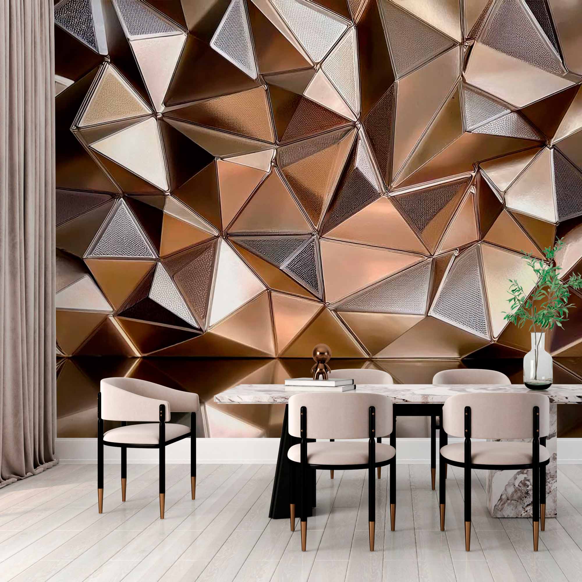 Gold 3D Geometric Texture Wallpaper Mural