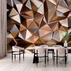 Custom Gold 3D Geometric Texture Wallpaper Mural