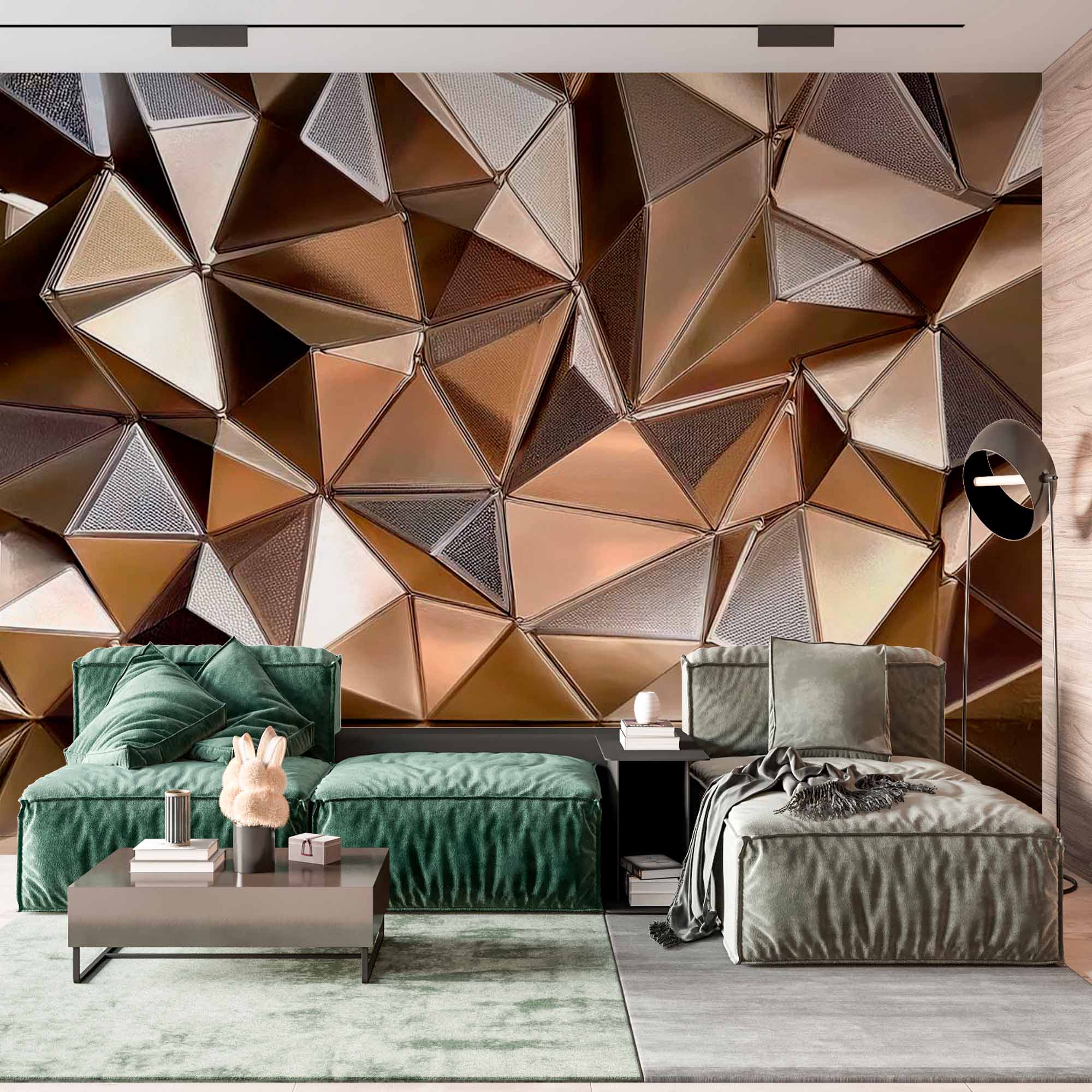 Gold 3D Geometric Texture Wallpaper Mural