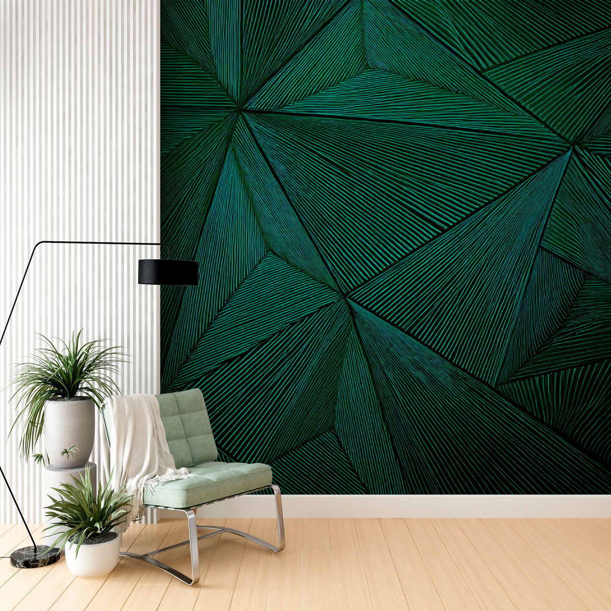 Modern Angular Line Art Wallpaper Mural