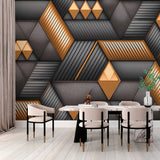 Textured Gold and Grey Shapes Wallpaper Mural