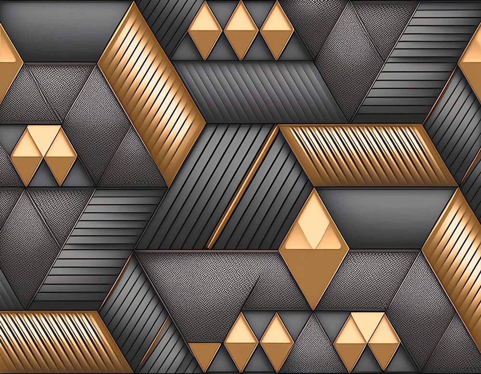 Textured Gold and Grey Shapes Wallpaper Mural