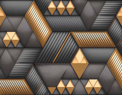 Custom Textured Gold and Grey Shapes Wallpaper Mural