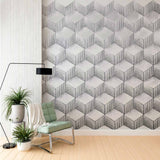Monochrome Geometric Cubes Wallpaper Mural