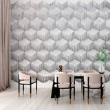 Monochrome Geometric Cubes Wallpaper Mural