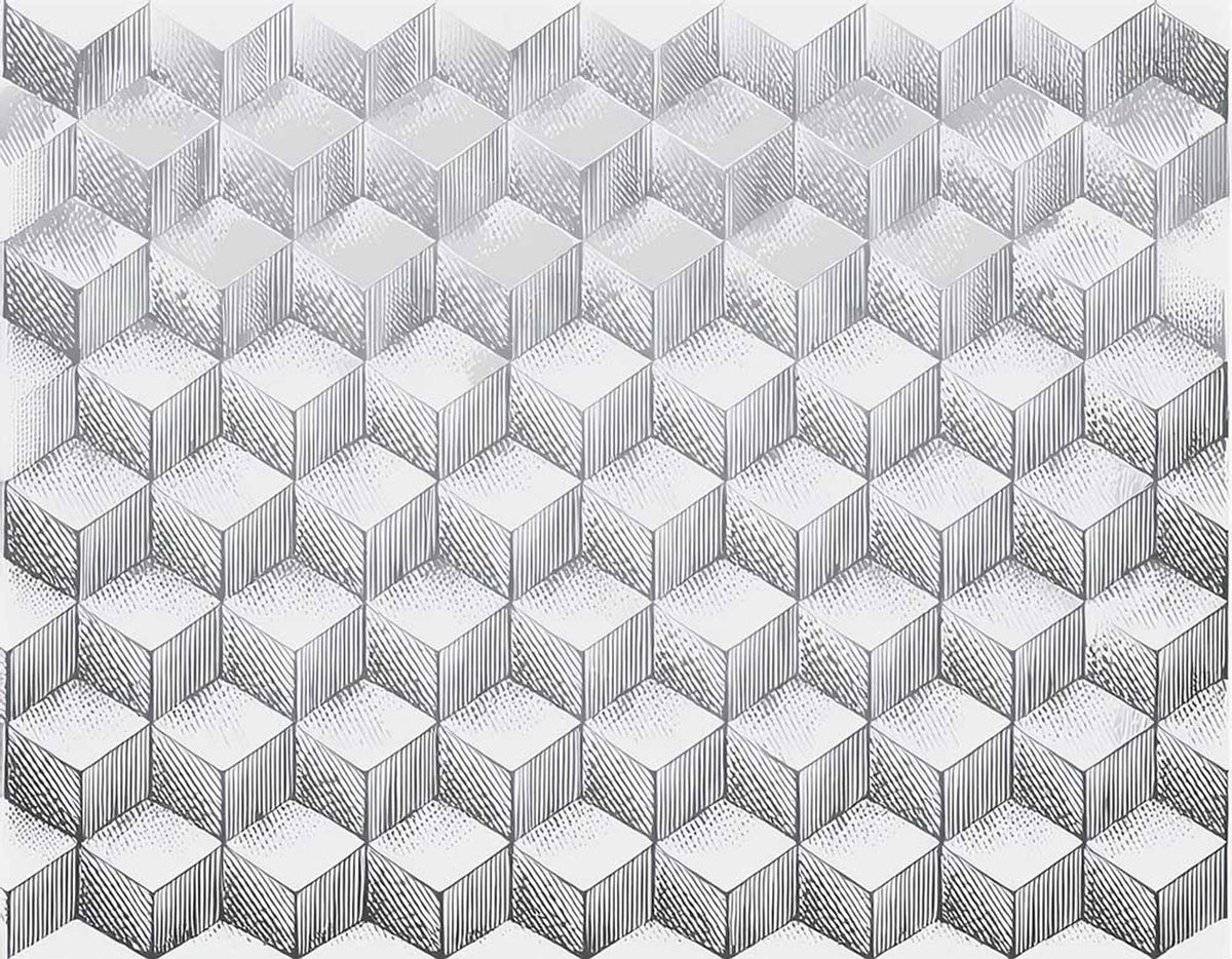 Custom Monochrome Geometric Cubes Wallpaper Mural