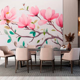 Tapeta ścienna z kwiatem magnolii - minimalistyczny kwiatowy wzór gałęzi