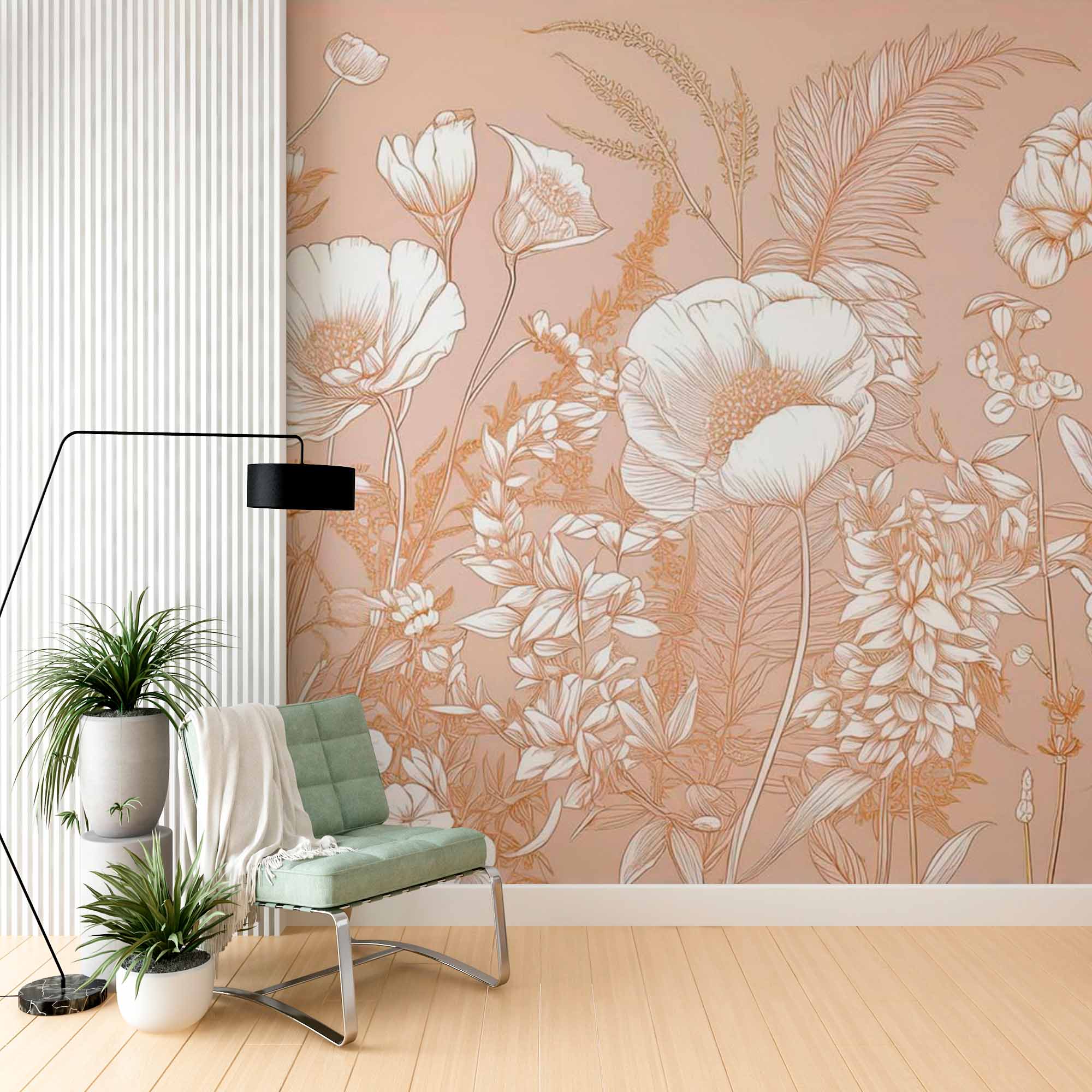 Vintage botaniczny fototapeta-projekt graficzny linii Wildflower