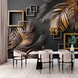 Luxury Gold and Silver Feather Wallpaper Mural