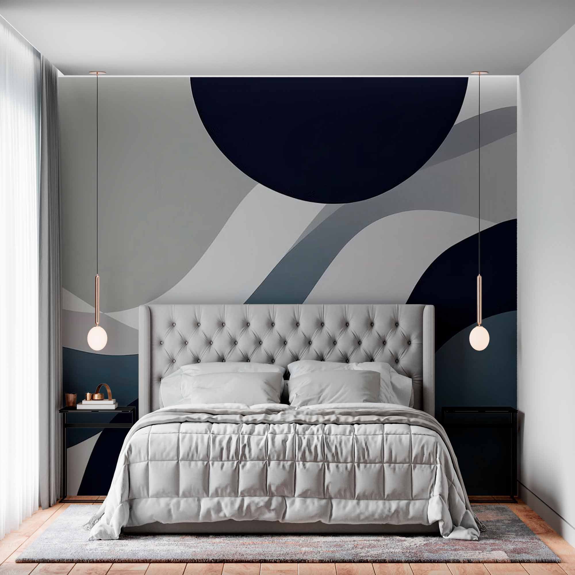 Minimalist Curves and Spheres Wallpaper Mural