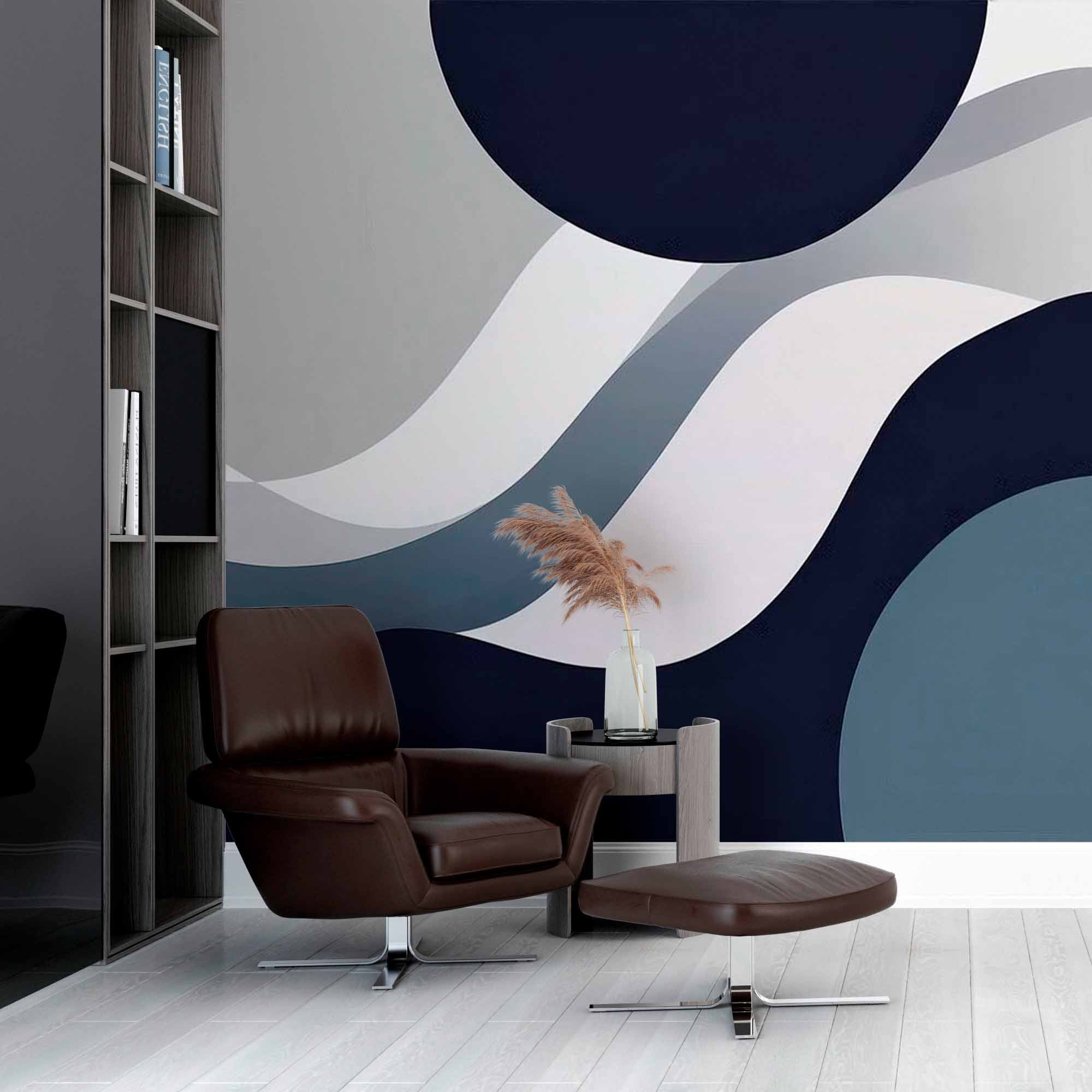 Minimalist Curves and Spheres Wallpaper Mural