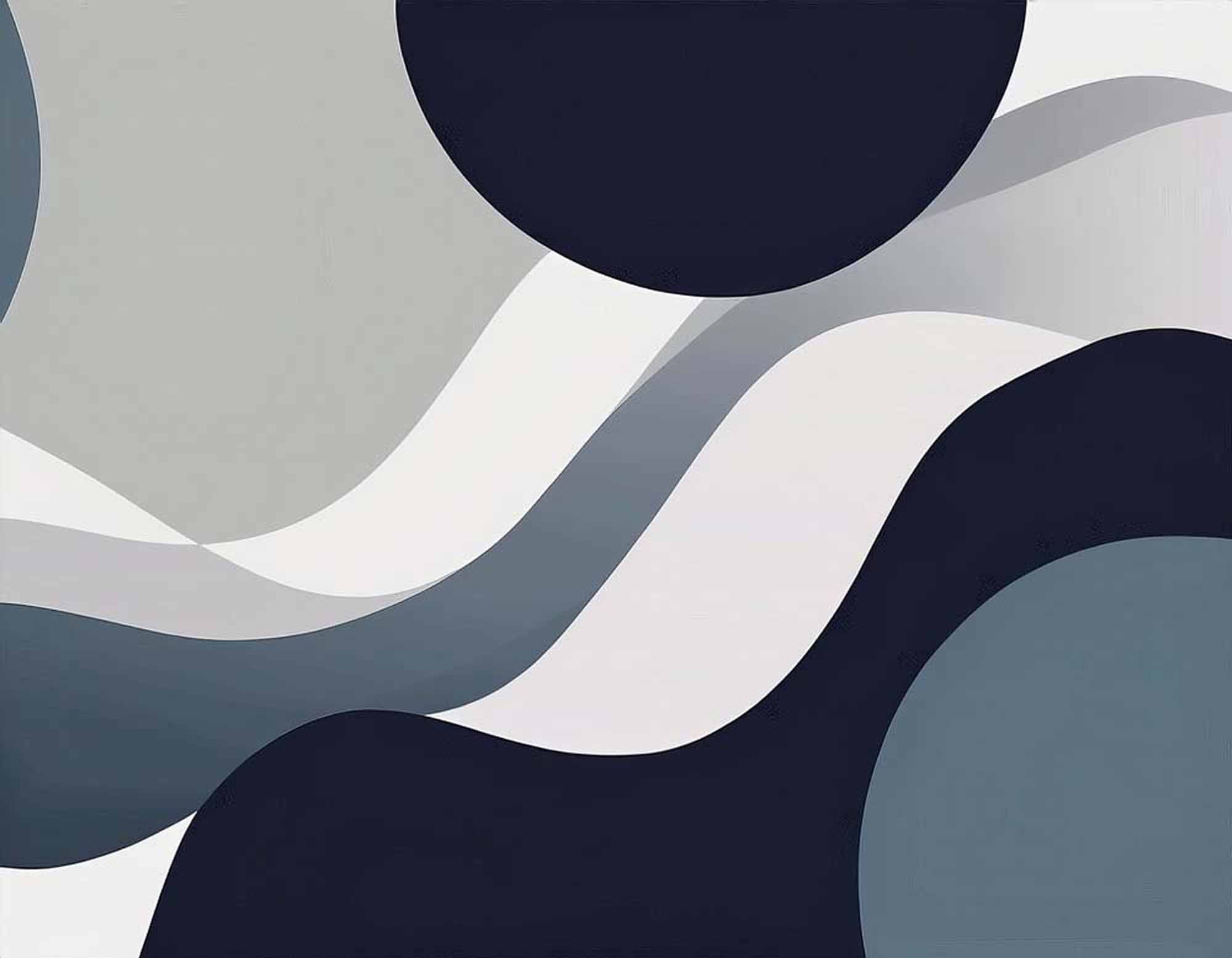Minimalist Curves and Spheres Wallpaper Mural