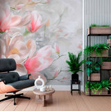 Magnolia Blossom Wallpaper Mural - Soft Pastel Floral Design
