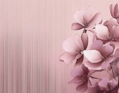 Custom Pink Floral Wallpaper Mural - Elegant Blossom and Line Pattern